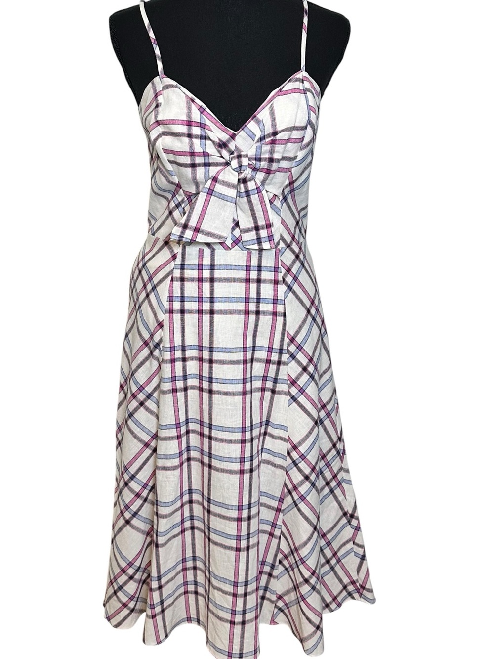 Parker Sundress Linen Cotton Pink and Blue Plaid NWT S